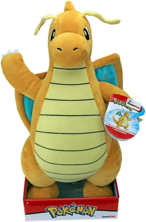 Pokémon Dragonite Plush Toy - 30 cm Cuddly Stuffed Animal for Kids 24 Months 