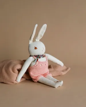 Polka Dot Club Cream Rabbit in Hand Knit Overalls Odin Parker