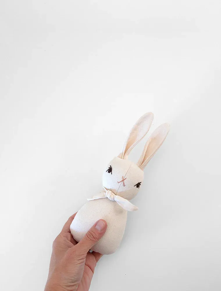 Polka Dot Club Rabbit Rattle - Peach Odin Parker