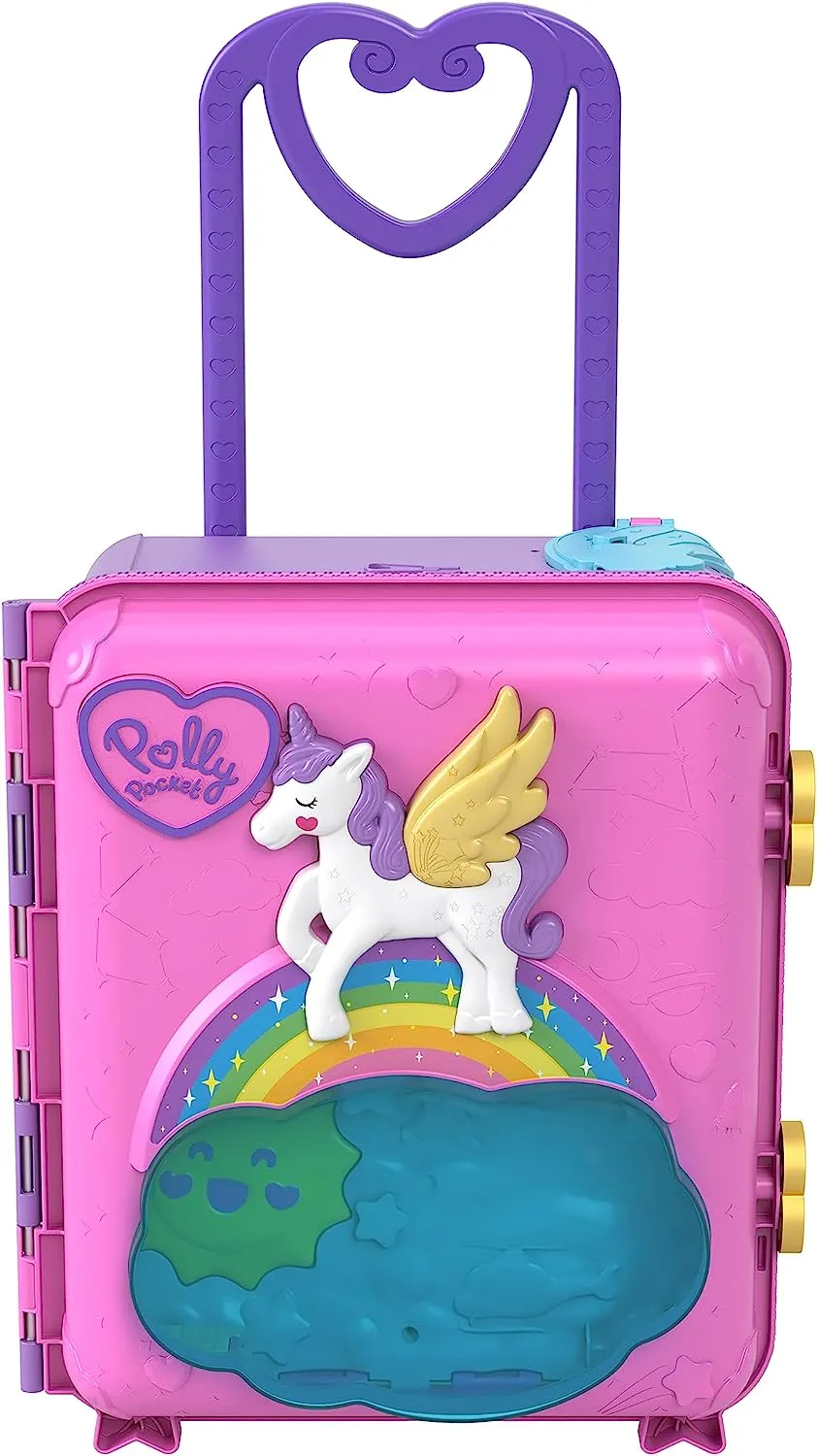 Polly Pocket Dolls, Playset and Travel Toys, 4 Dolls, 1 Vehicle, 25  Accessories