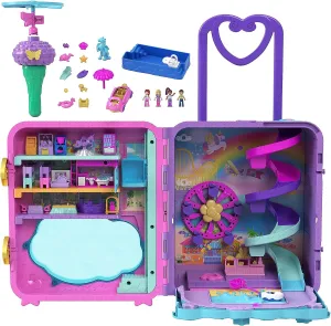 Polly Pocket Dolls, Playset and Travel Toys, 4 Dolls, 1 Vehicle, 25  Accessories