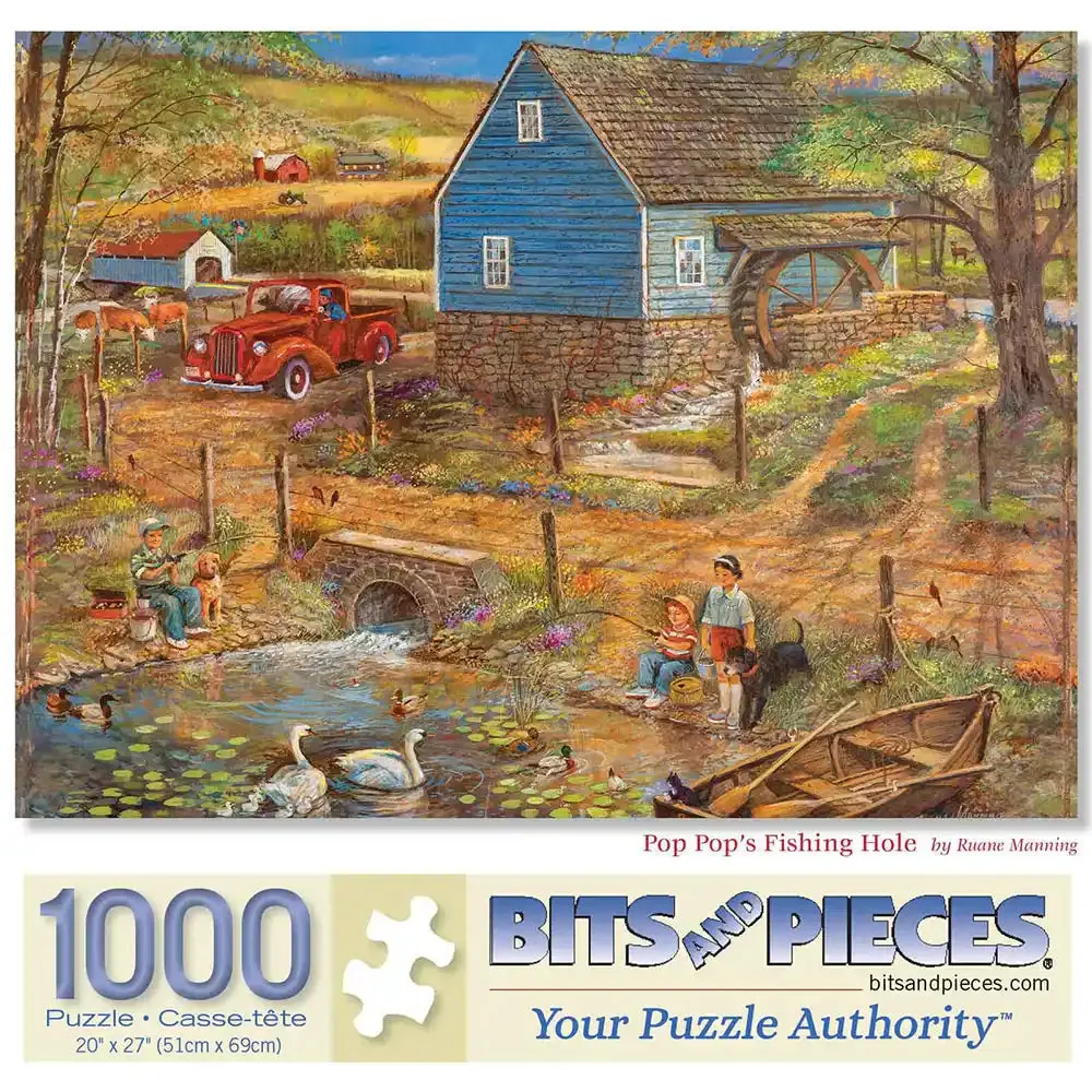 Pop Pop's Fishing Hole Jigsaw Puzzle Bits and Pieces