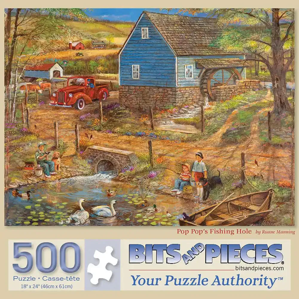Pop Pop's Fishing Hole Jigsaw Puzzle Bits and Pieces