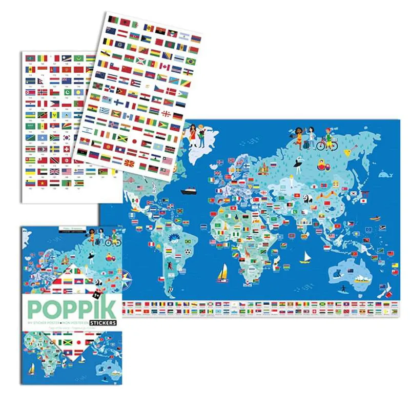 Poppik Discovery Flags Educational Poster with 200 Stickers