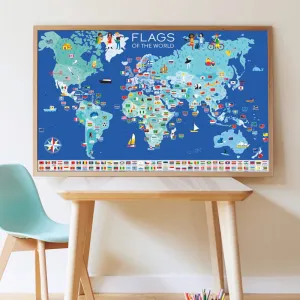 Poppik Discovery Flags Educational Poster with 200 Stickers