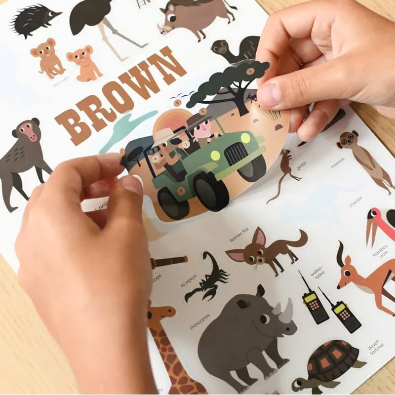 Poppik Mini Discovery Brown The Savannah Educational Poster with 27 Stickers