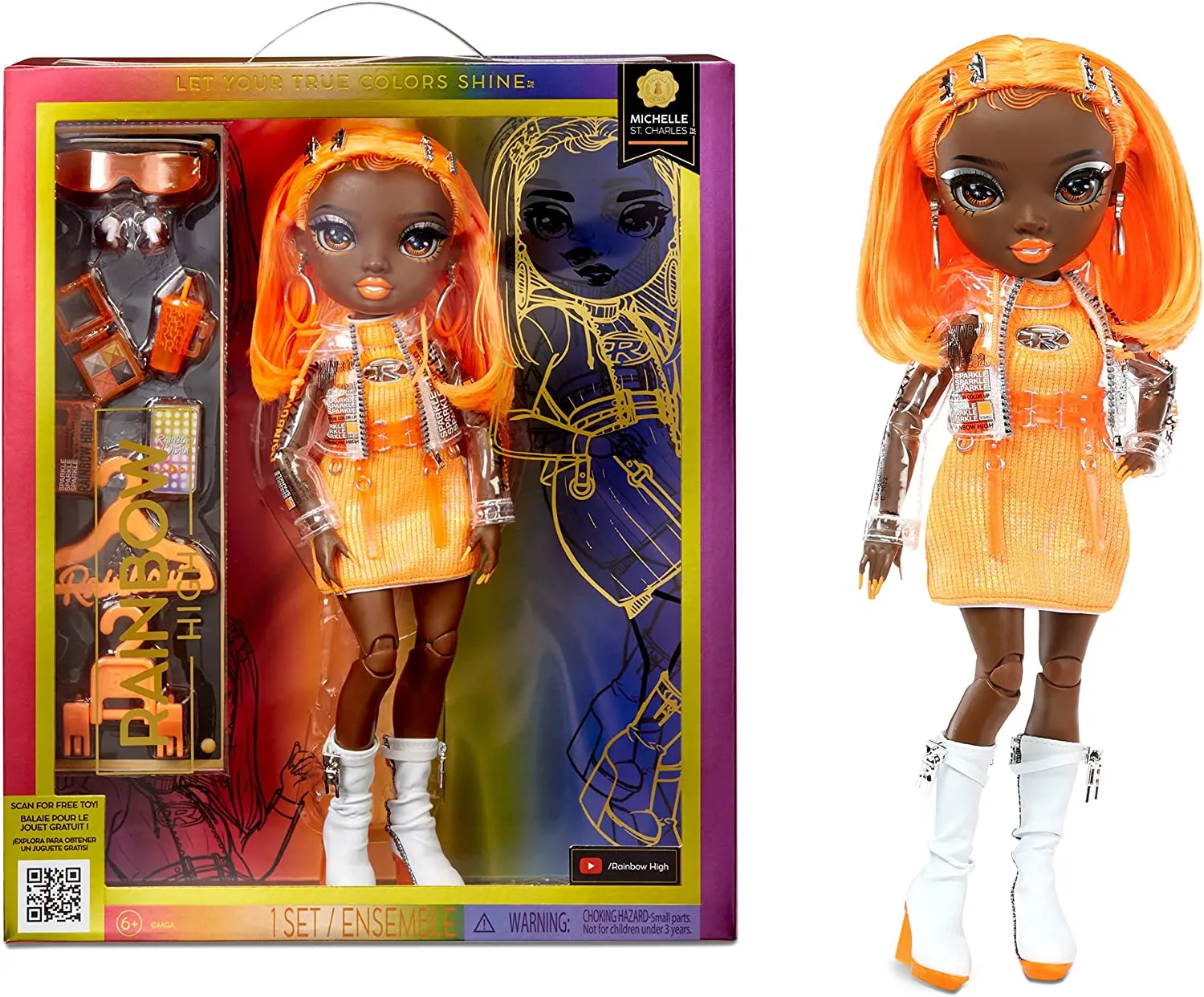 Rainbow High Fashion Doll – MICHELLE ST.CHARLES - Orange Doll – Fashionable Outfit & 10  Colourful Play Accessories