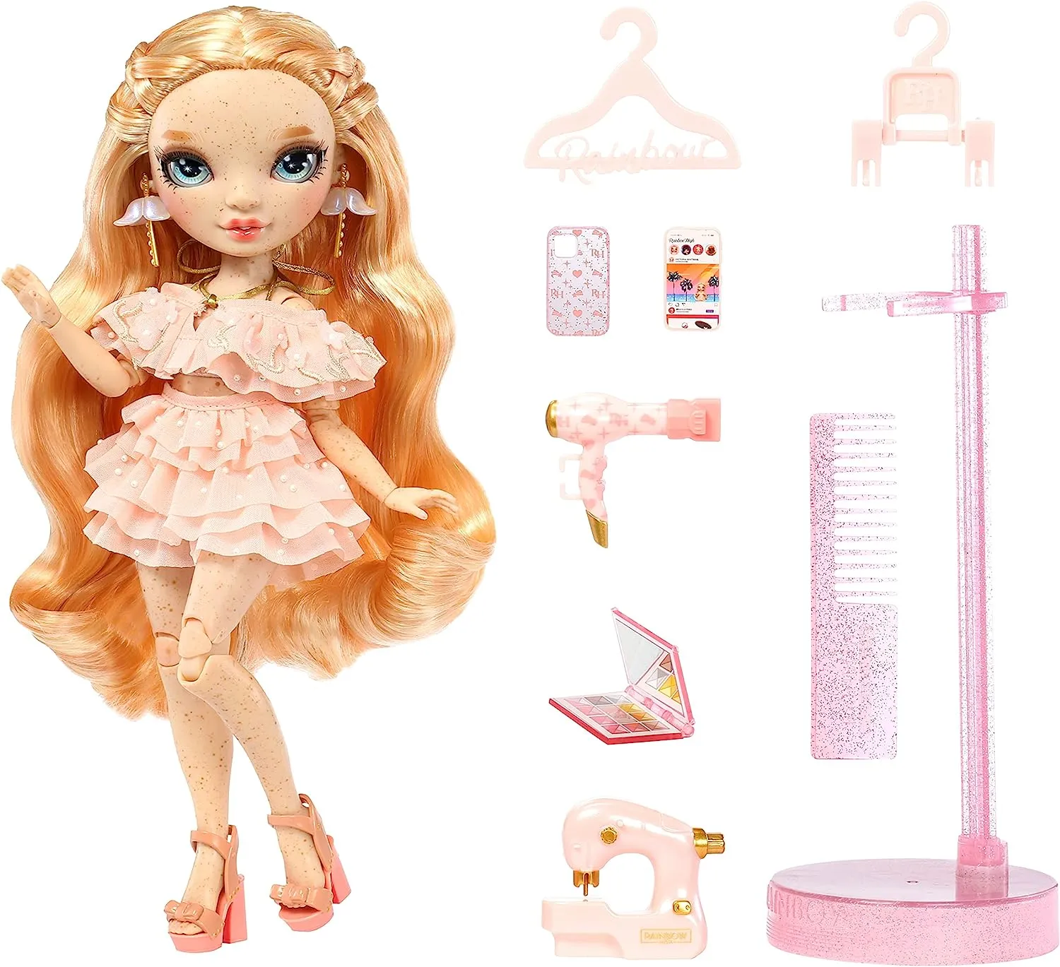Rainbow High Fashion Doll – VICTORIA WHITMAN - Light Pink Doll with Freckels – Fashionable Outfit & 10  Colourful Play Accessories