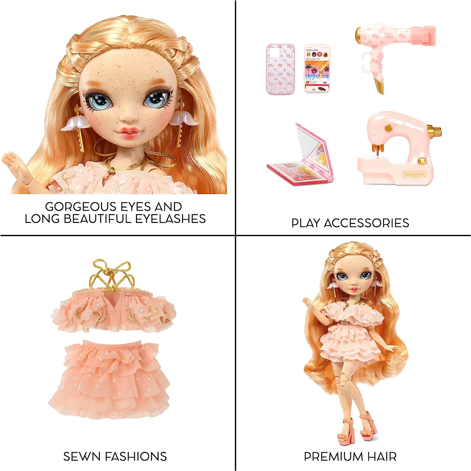 Rainbow High Fashion Doll – VICTORIA WHITMAN - Light Pink Doll with Freckels – Fashionable Outfit & 10  Colourful Play Accessories