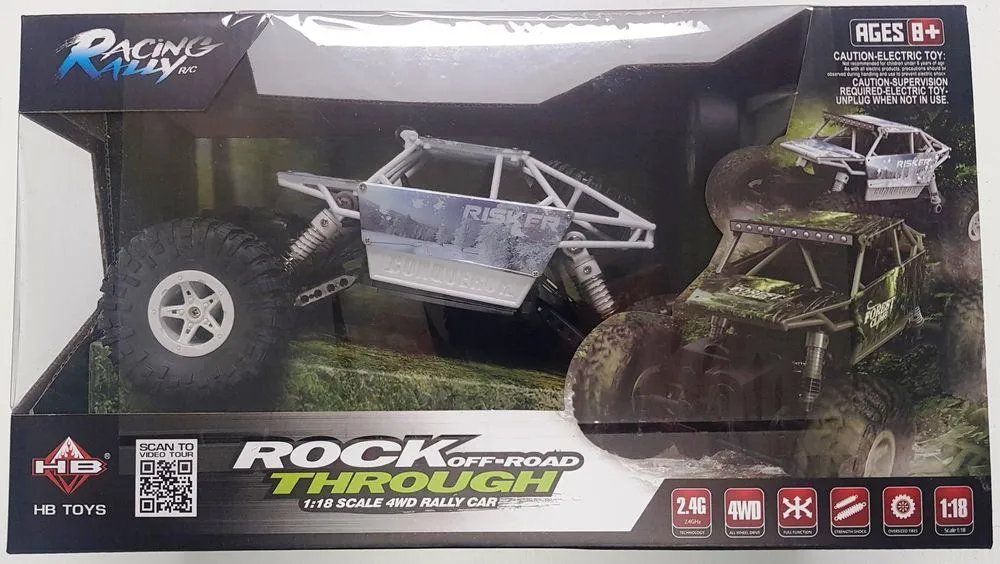 ROCK THROUGH 1:18 REMOTE CONTROL OFF ROADER ROCK CRAWLER SILVER RISKER
