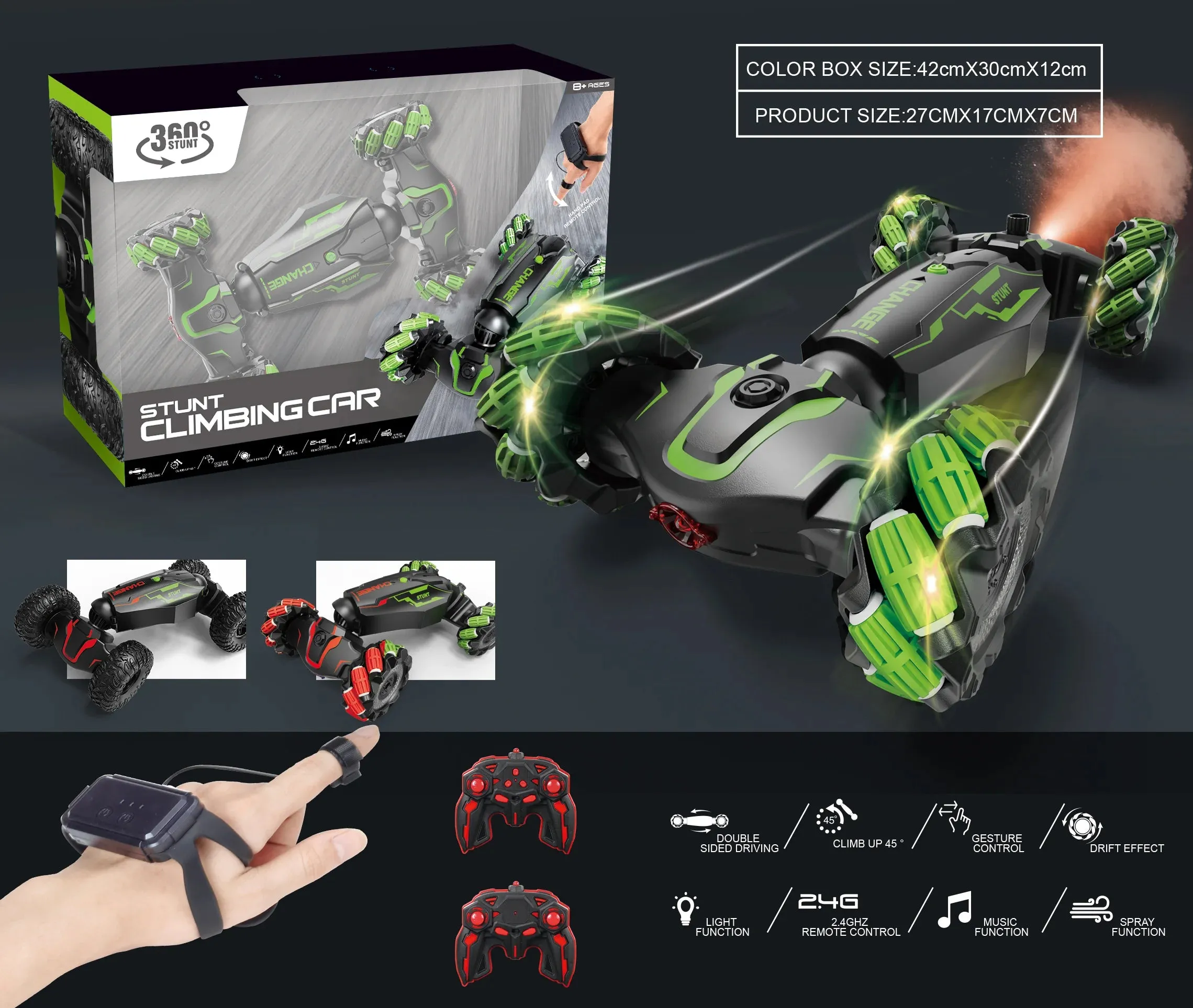 Rolling Drifting RC Stunt Climbing Car With Lights - Assortment