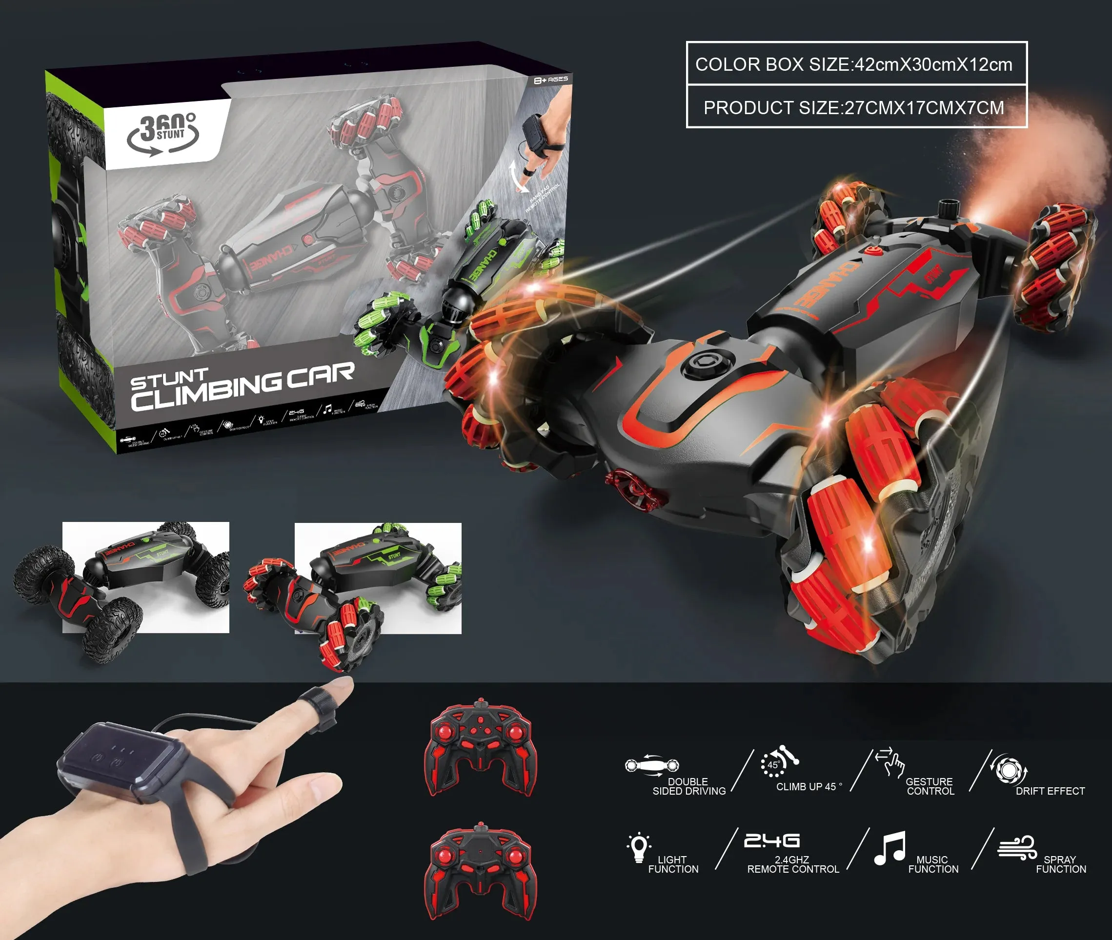Rolling Drifting RC Stunt Climbing Car With Lights - Assortment