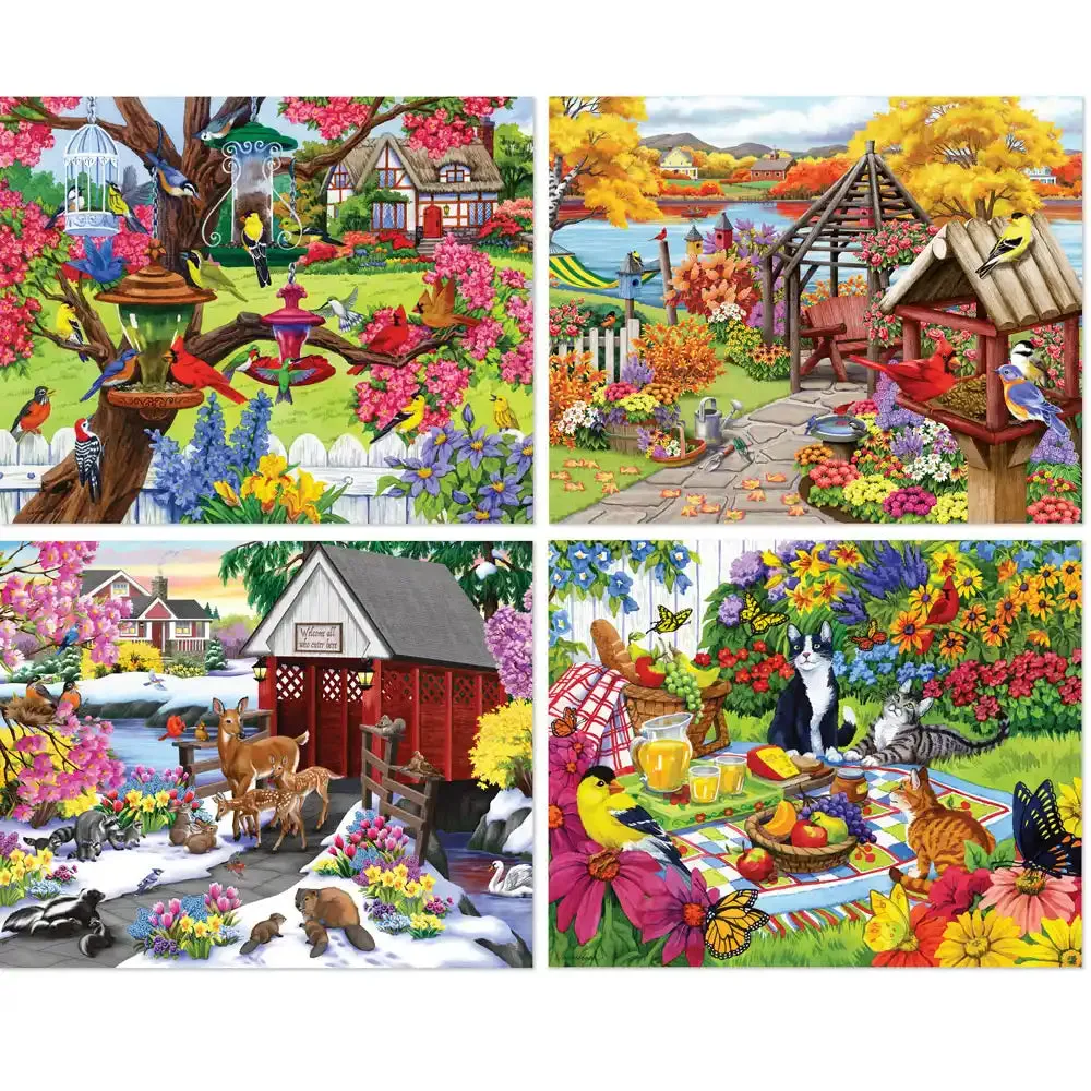 Rustic Gardens 4-in-1 Multipack Jigsaw Puzzle Bundle by Nancy Wernersbach Bits and Pieces