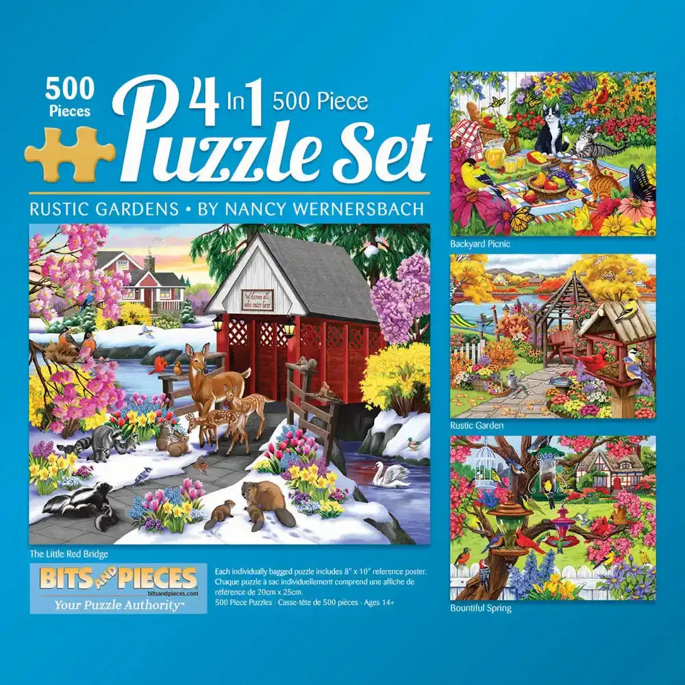 Rustic Gardens 4-in-1 Multipack Jigsaw Puzzle Bundle by Nancy Wernersbach Bits and Pieces