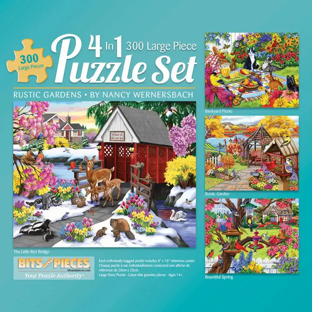 Rustic Gardens 4-in-1 Multipack Jigsaw Puzzle Bundle by Nancy Wernersbach Bits and Pieces