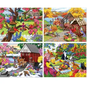 Rustic Gardens 4-in-1 Multipack Jigsaw Puzzle Bundle by Nancy Wernersbach Bits and Pieces