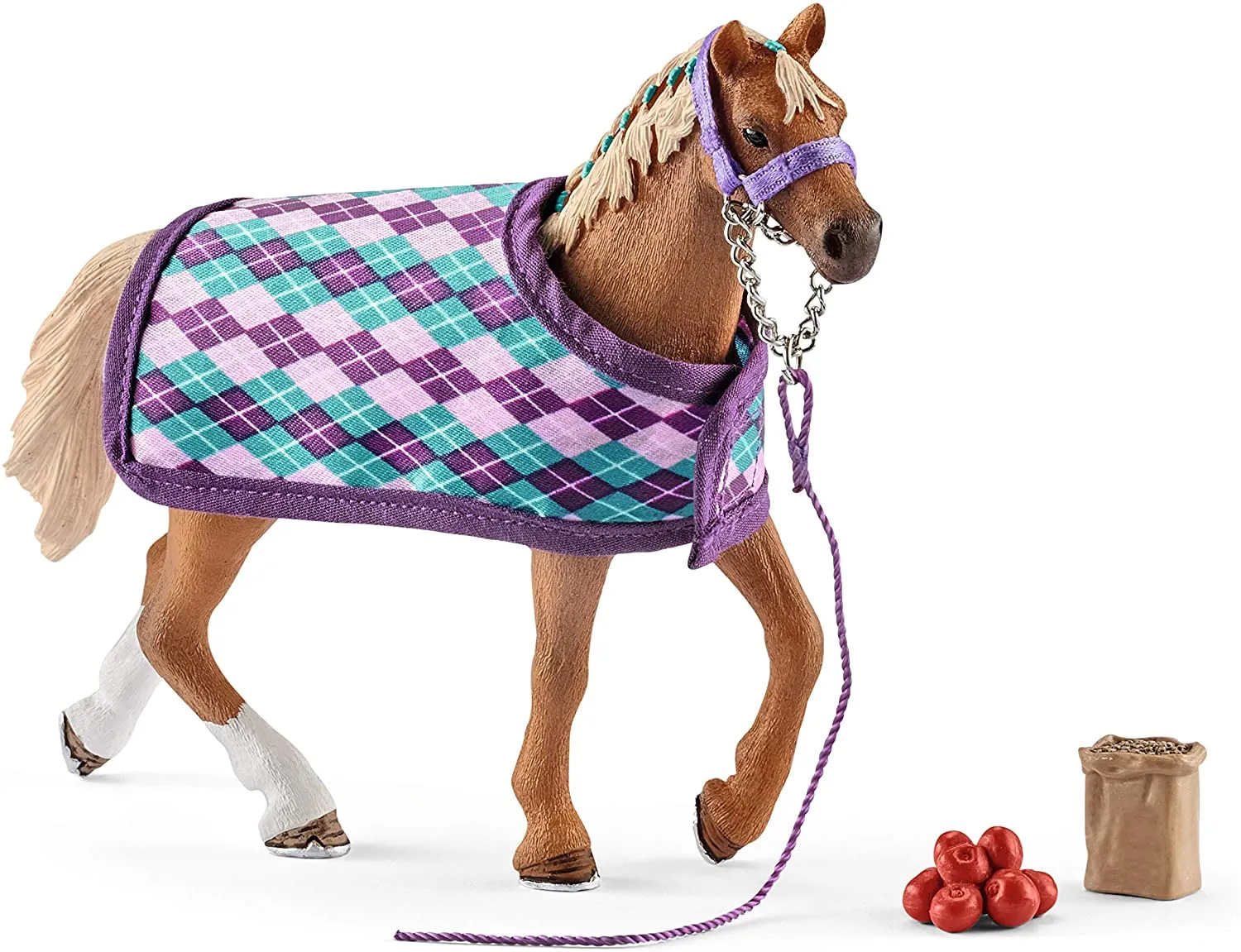 Schleich 42360 42360-Horse Club English Thoroughbred with Blanket, Multicolour