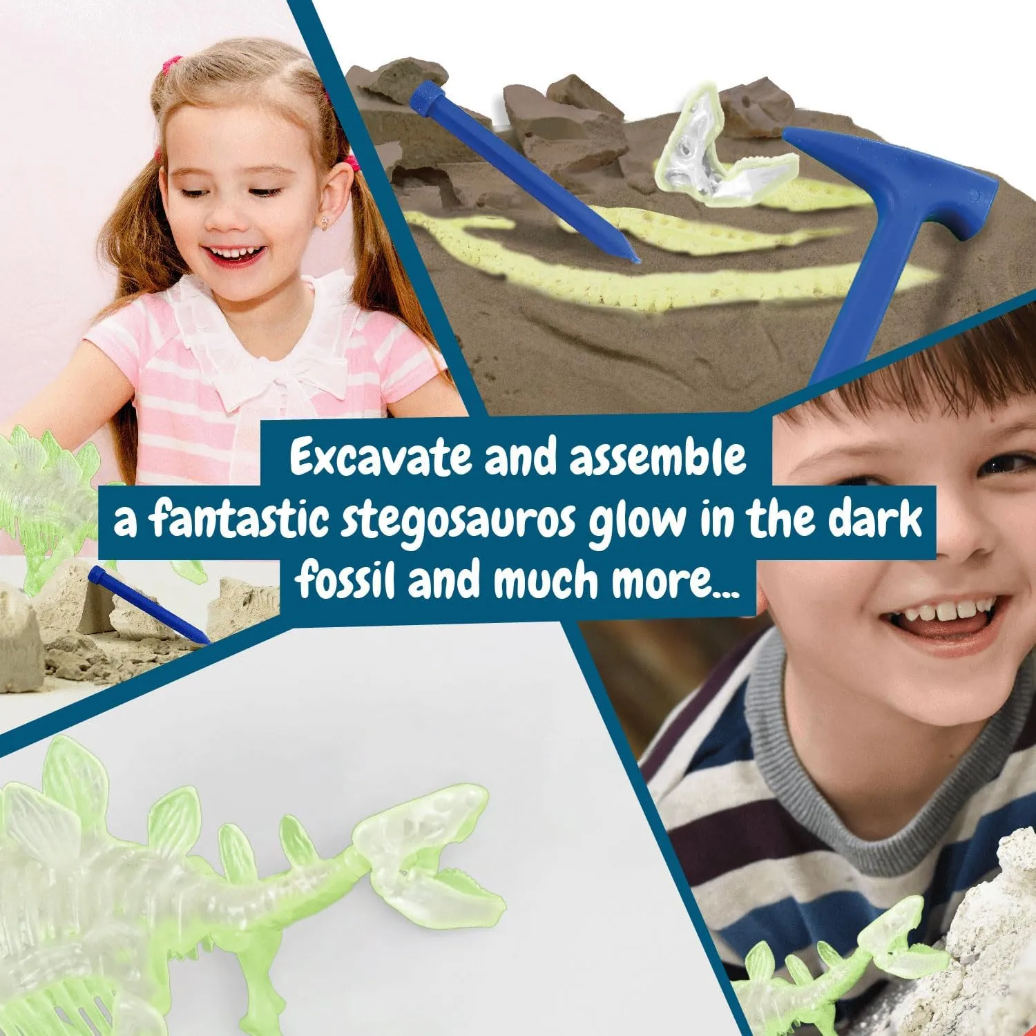 Science4you Stegosaurus Fossil Digging Kit - 6  Years Glow-in-the-Dark (4110)