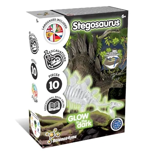 Science4you Stegosaurus Fossil Digging Kit - 6  Years Glow-in-the-Dark (4110)