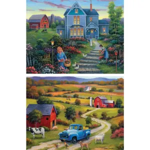 Set of 2: John Zaccheo 1000 Large Piece Puzzle Set Bits and Pieces