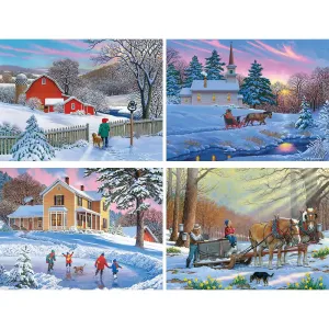 Set of 4: John Sloane Winter Jigsaw Puzzles Bits and Pieces