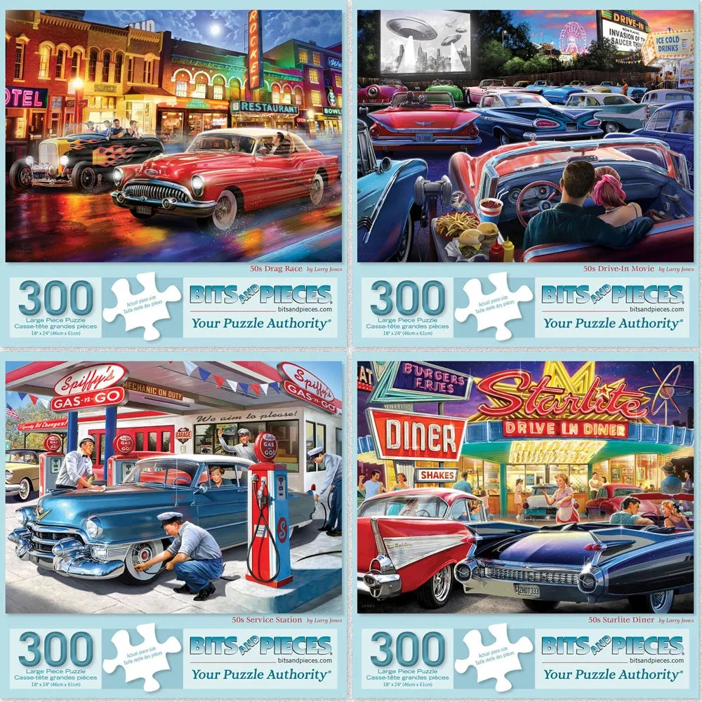 Set of 4: Larry Jones Jigsaw Puzzles 1950s Americana Nostalgia Bits and Pieces