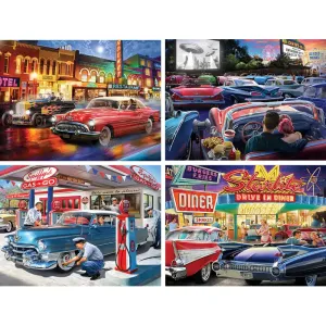 Set of 4: Larry Jones Jigsaw Puzzles 1950s Americana Nostalgia Bits and Pieces