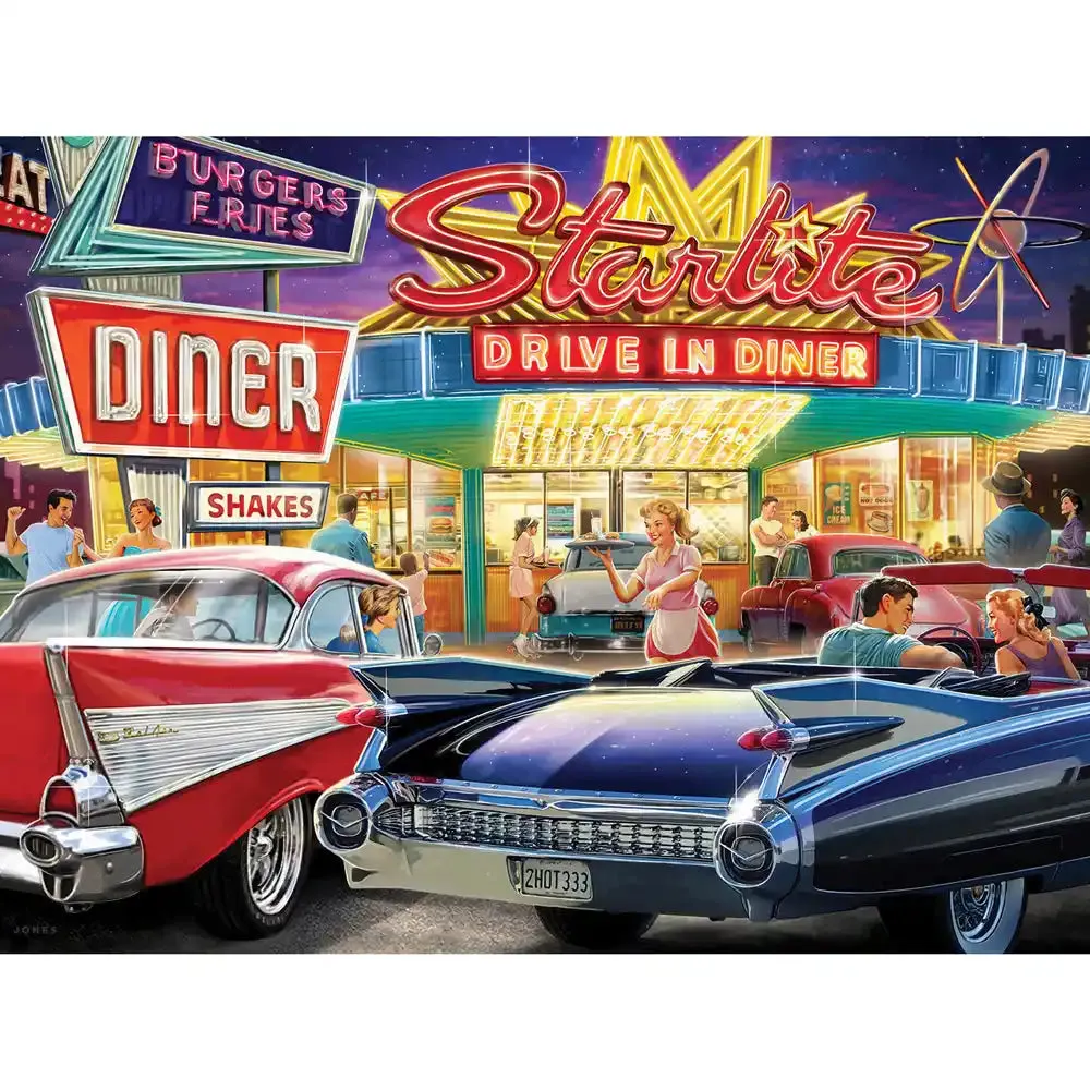 Set of 4: Larry Jones Jigsaw Puzzles 1950s Americana Nostalgia Bits and Pieces