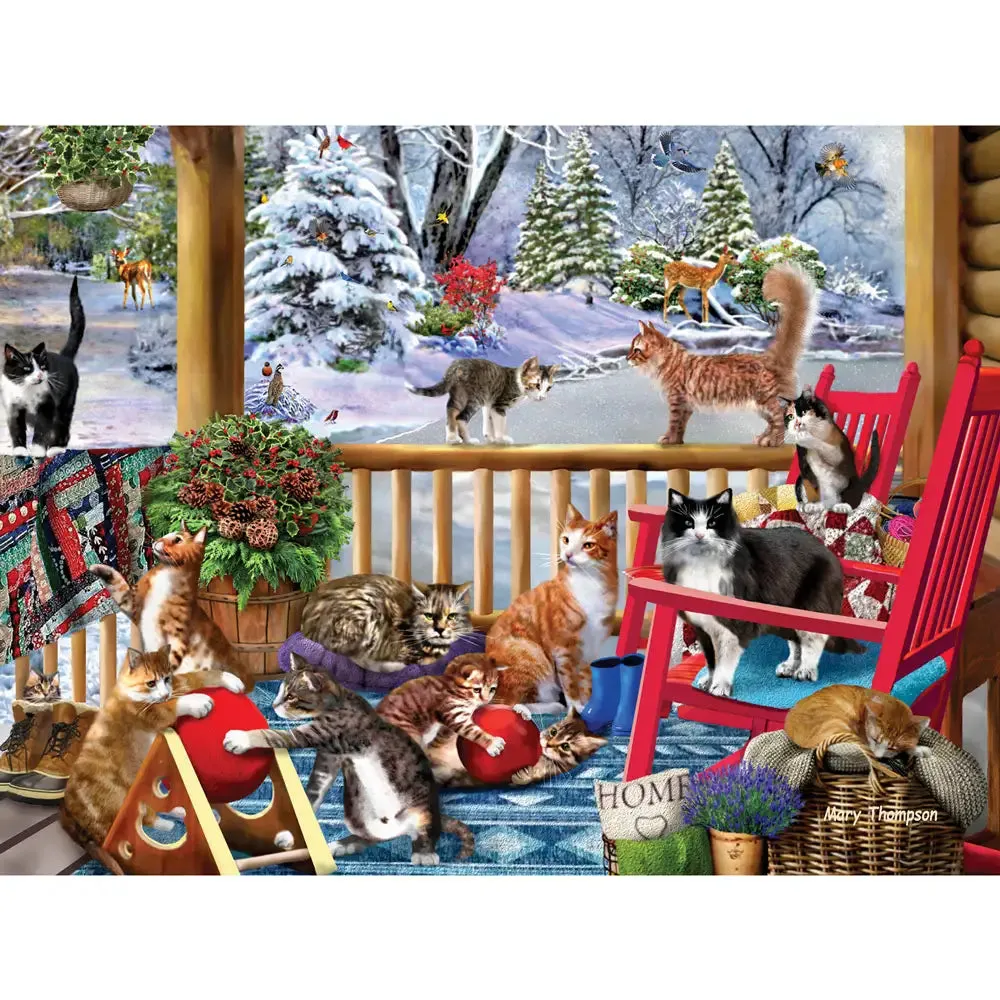 Set Of 4: Mary Thompson Jigsaw Puzzles Winter Wildlife Scenes Bits and Pieces