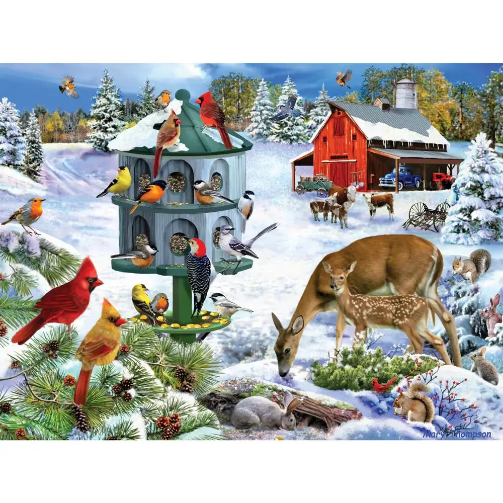 Set Of 4: Mary Thompson Jigsaw Puzzles Winter Wildlife Scenes Bits and Pieces