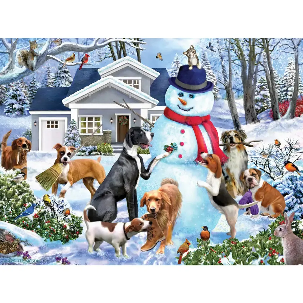 Set Of 4: Mary Thompson Jigsaw Puzzles Winter Wildlife Scenes Bits and Pieces