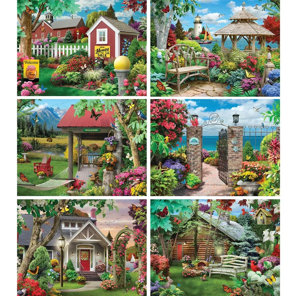 Set of 6: Alan Giana Jigsaw Puzzles Picturesque Garden Retreats Bits and Pieces