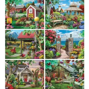 Set of 6: Alan Giana Jigsaw Puzzles Picturesque Garden Retreats Bits and Pieces