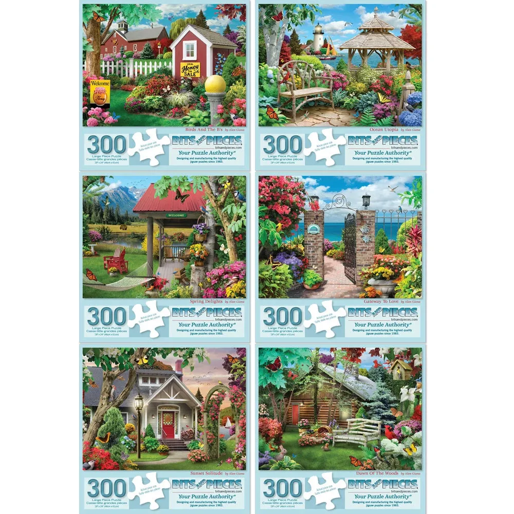 Set of 6: Alan Giana Jigsaw Puzzles Picturesque Garden Retreats Bits and Pieces