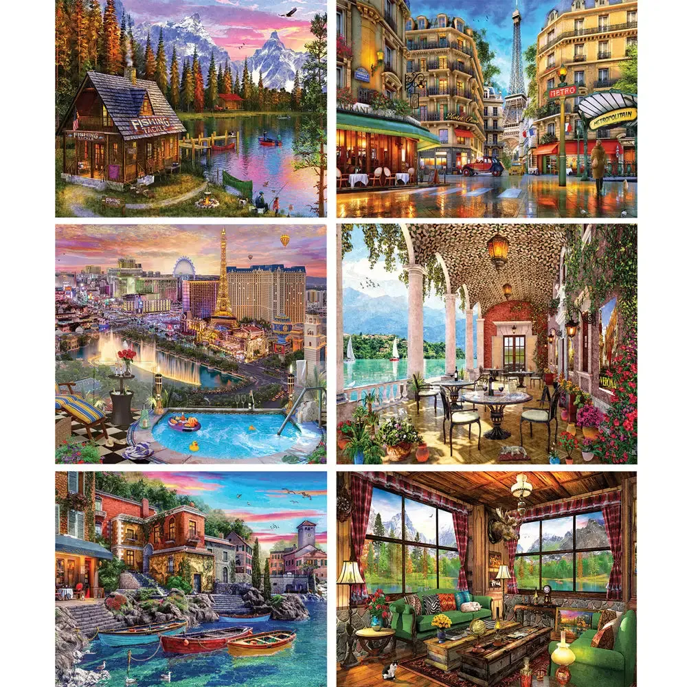 Set of 6: Dominic Davison 1000 Piece Puzzles Bits and Pieces