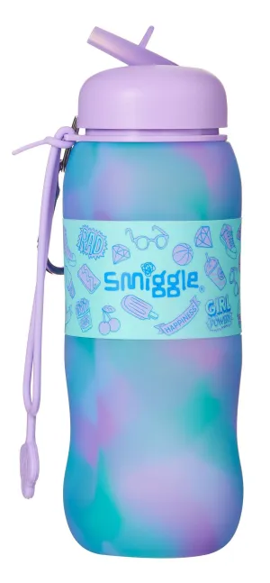 SMIGGLE Roll Up Silicone Bottle - Lilac Ice-Cream Print