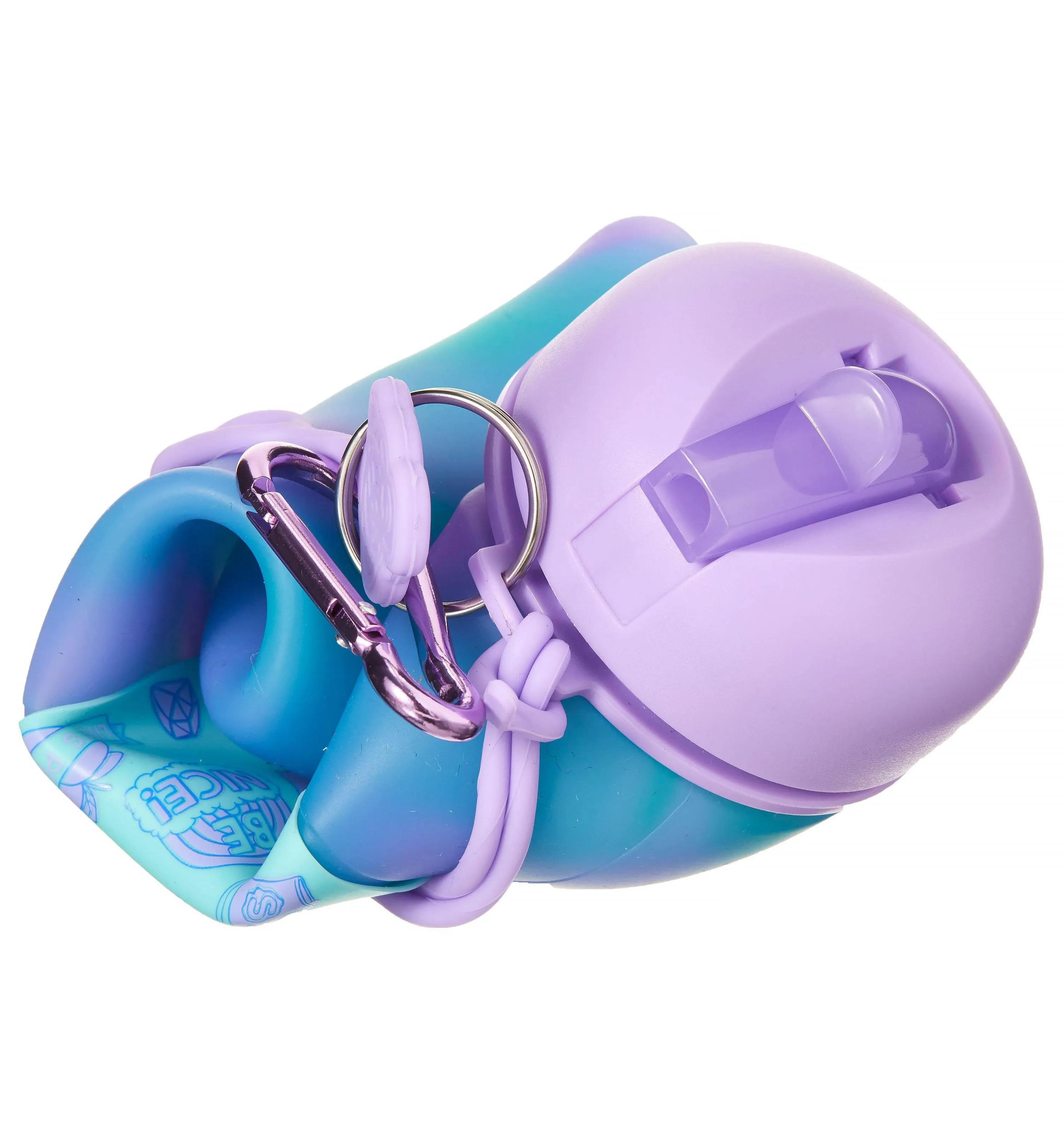 SMIGGLE Roll Up Silicone Bottle - Lilac Ice-Cream Print