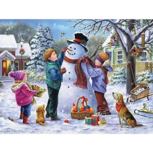Snowman's Finishing Touches Jigsaw Puzzle Bits and Pieces