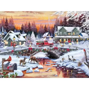 Snowy Bridge 300 Large Piece Jigsaw Puzzle Bits and Pieces