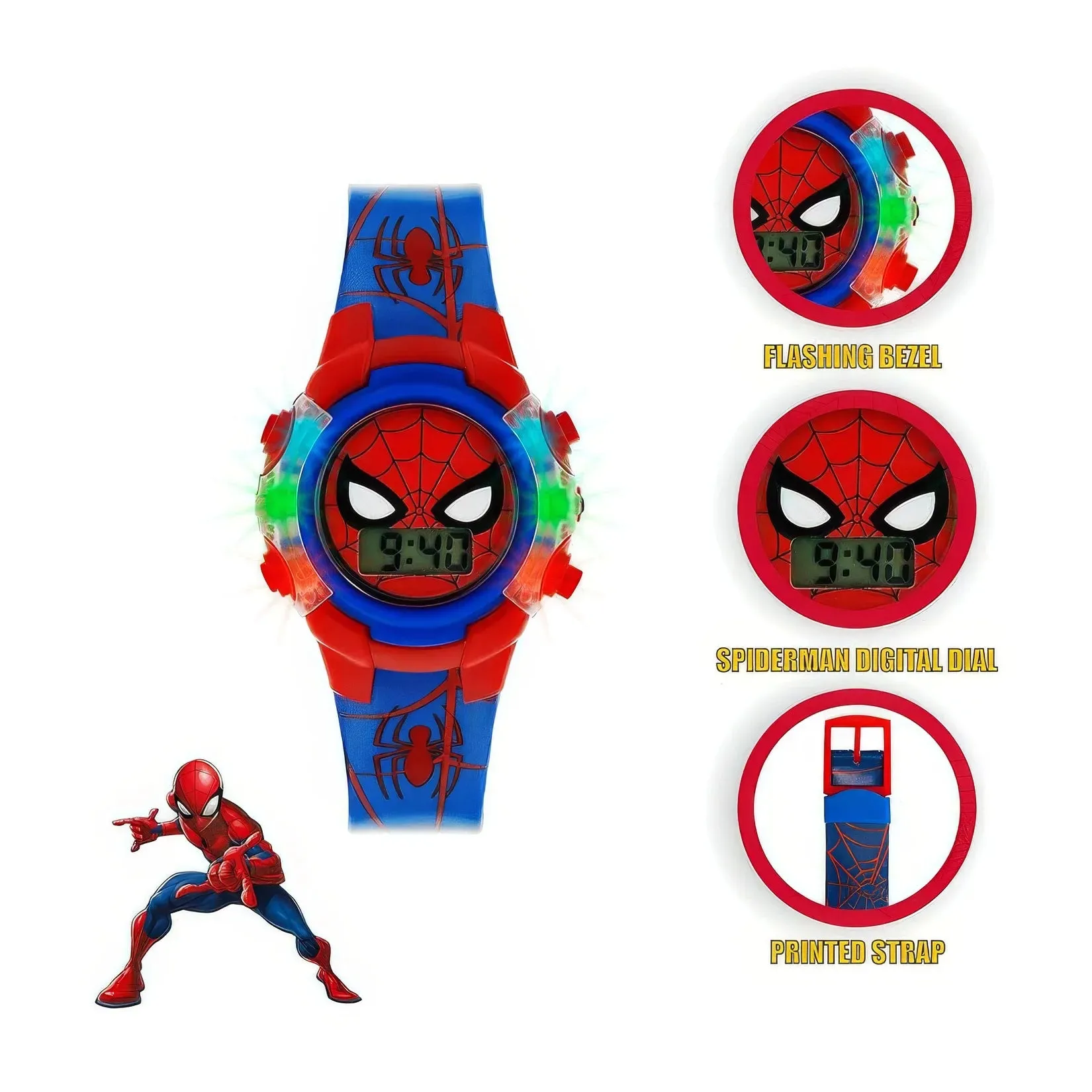 Spiderman Boy's Digital Quartz Watch with PU Strap