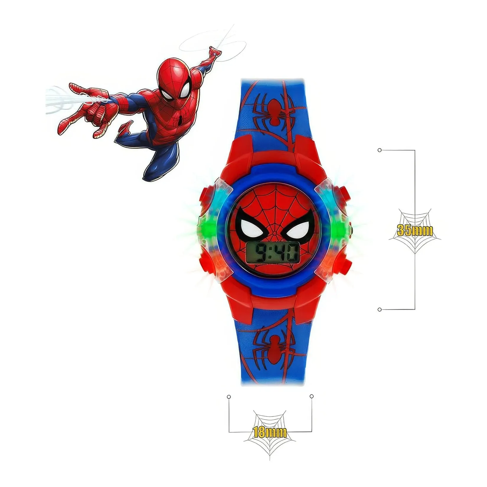 Spiderman Boy's Digital Quartz Watch with PU Strap