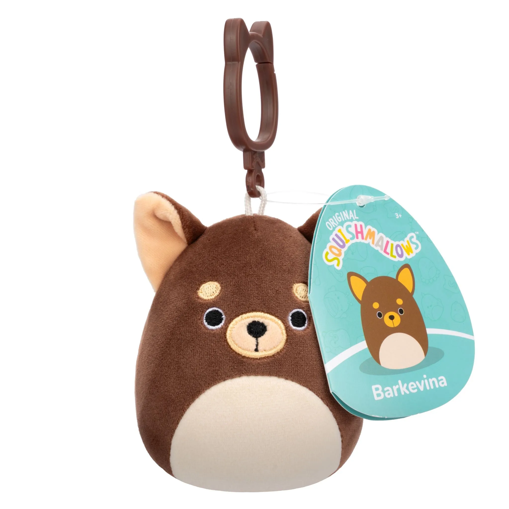 Squishmallows 3.5 Inch Plush Clip-On S20 Barkevina Dark Brown Chihuahua