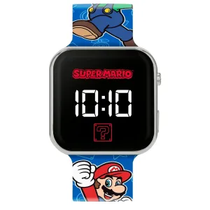Super Mario Bros Blue Printed Strap LED Digital Watch
