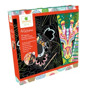 Sycomore XL Multi Activities - Scratch Art and Sand – Animal Portraits