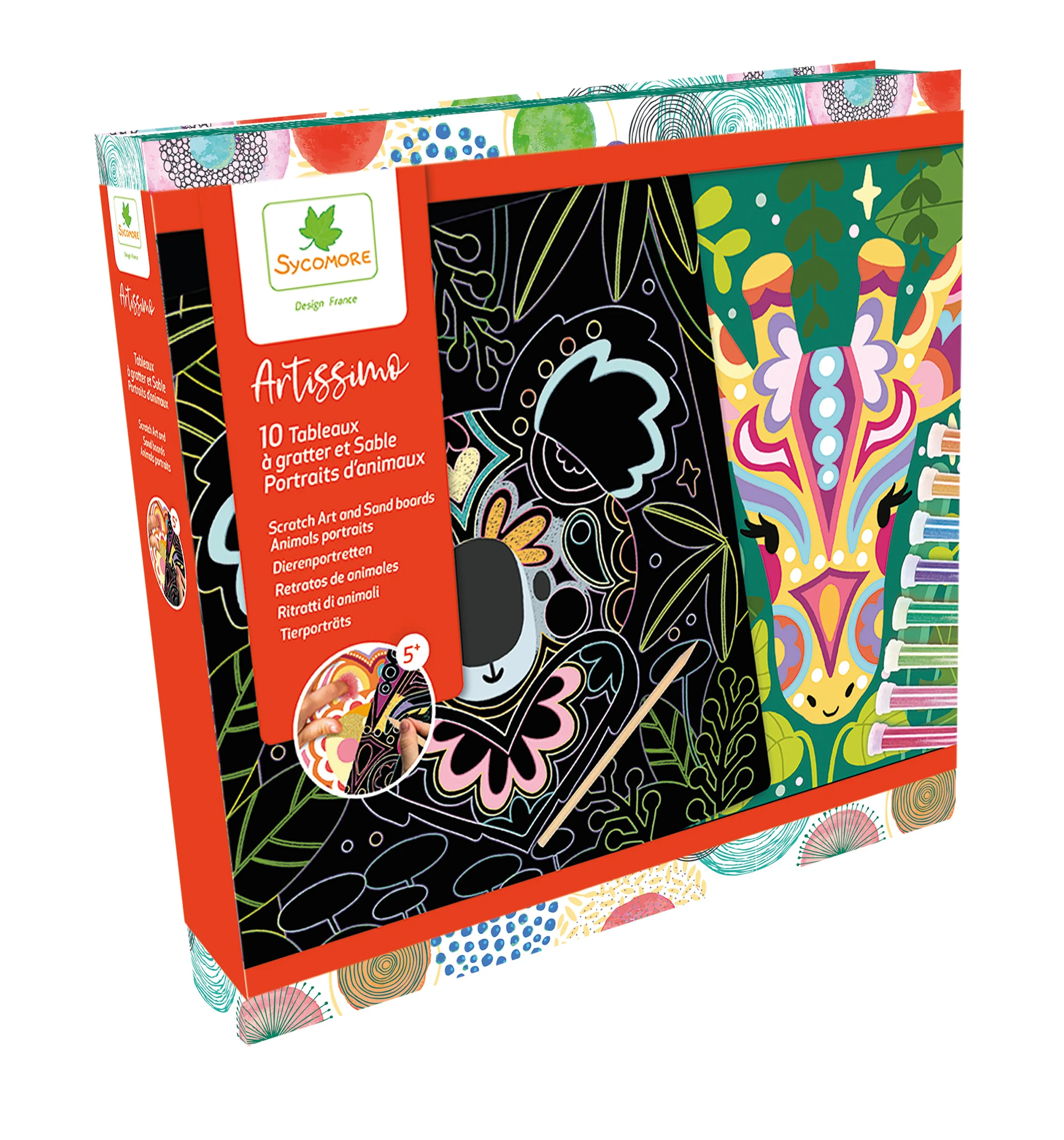 Sycomore XL Multi Activities - Scratch Art and Sand – Animal Portraits