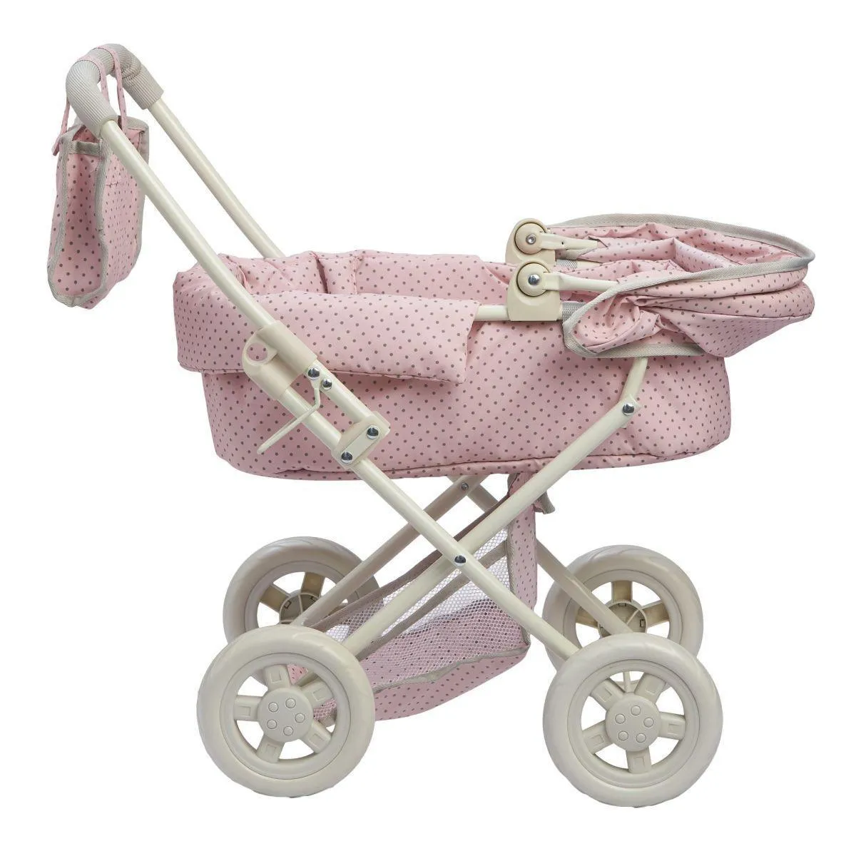 Teamson OL-00003 Dots Princess Baby Doll Deluxe Stroller - Pink & Gray