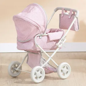 Teamson OL-00003 Dots Princess Baby Doll Deluxe Stroller - Pink & Gray