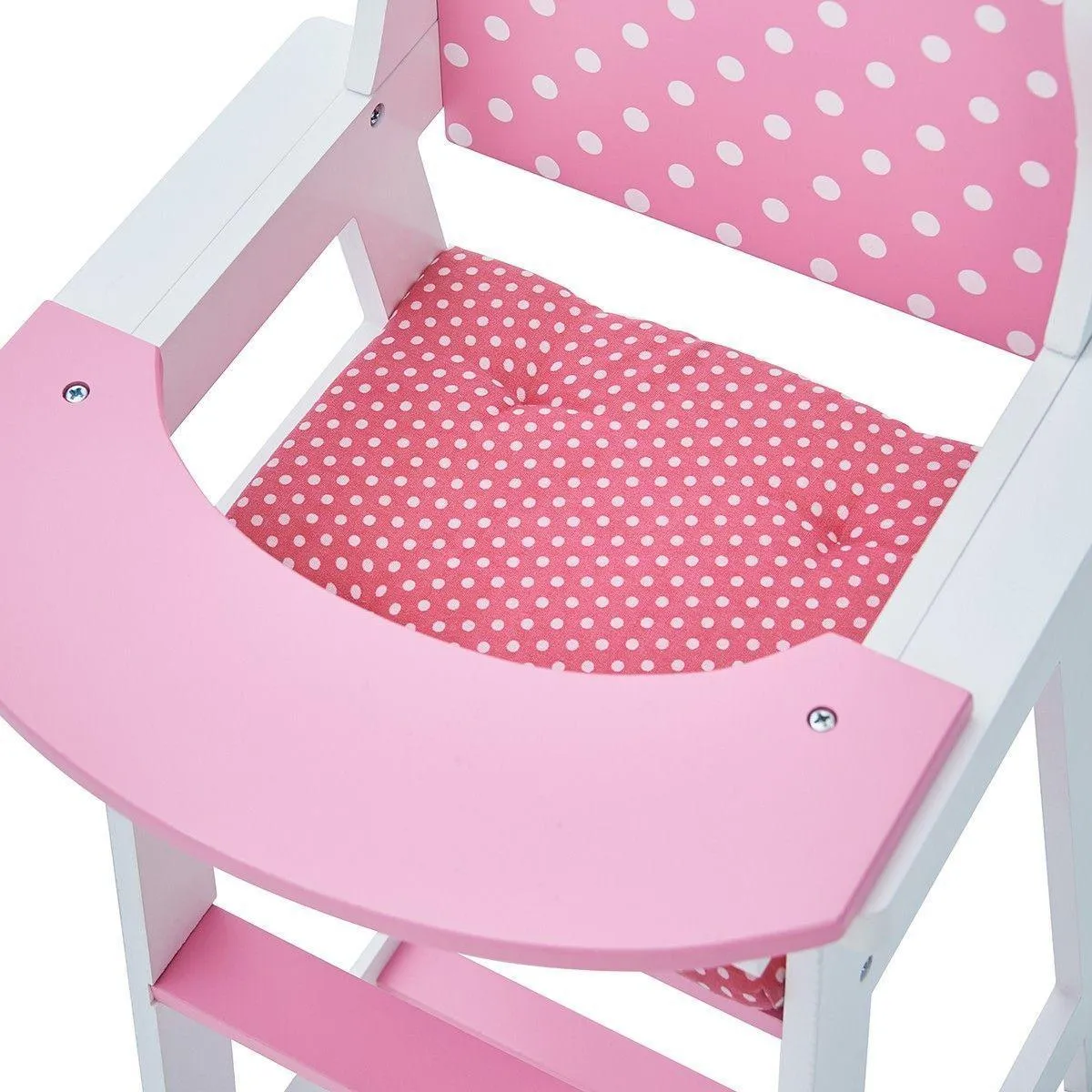Teamson USA Olivia's Classic Baby Doll High Chair - Pink/White Polka Dot