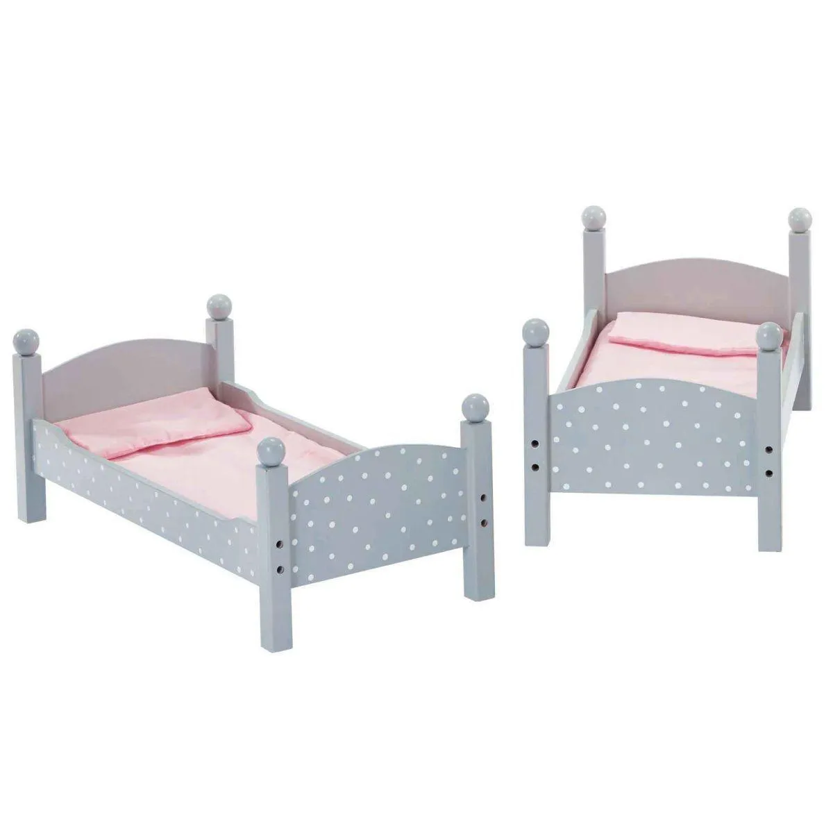 Teamson USA Polka Dots Princess 18-inch Doll Double Bunk Bed - Gray/Pink