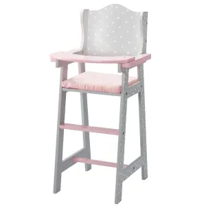 Teamson USA TD-0098AG Polka Dots Princess Baby Doll High Chair - Gray